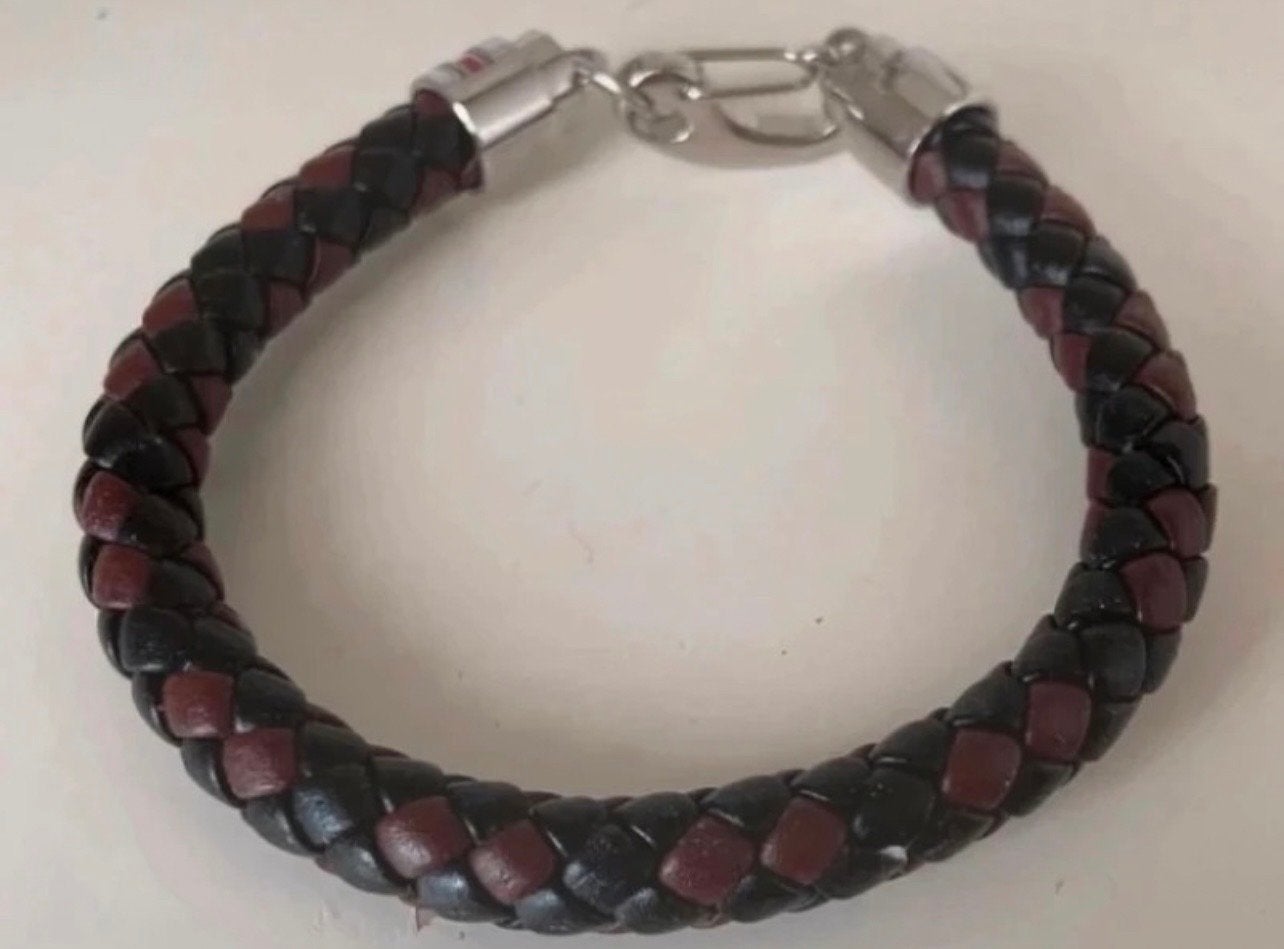 Tommy Hilfiger Gevlochten Leren Armband Zwart/Bruin, Ophalen of Verzenden, Zo goed als nieuw