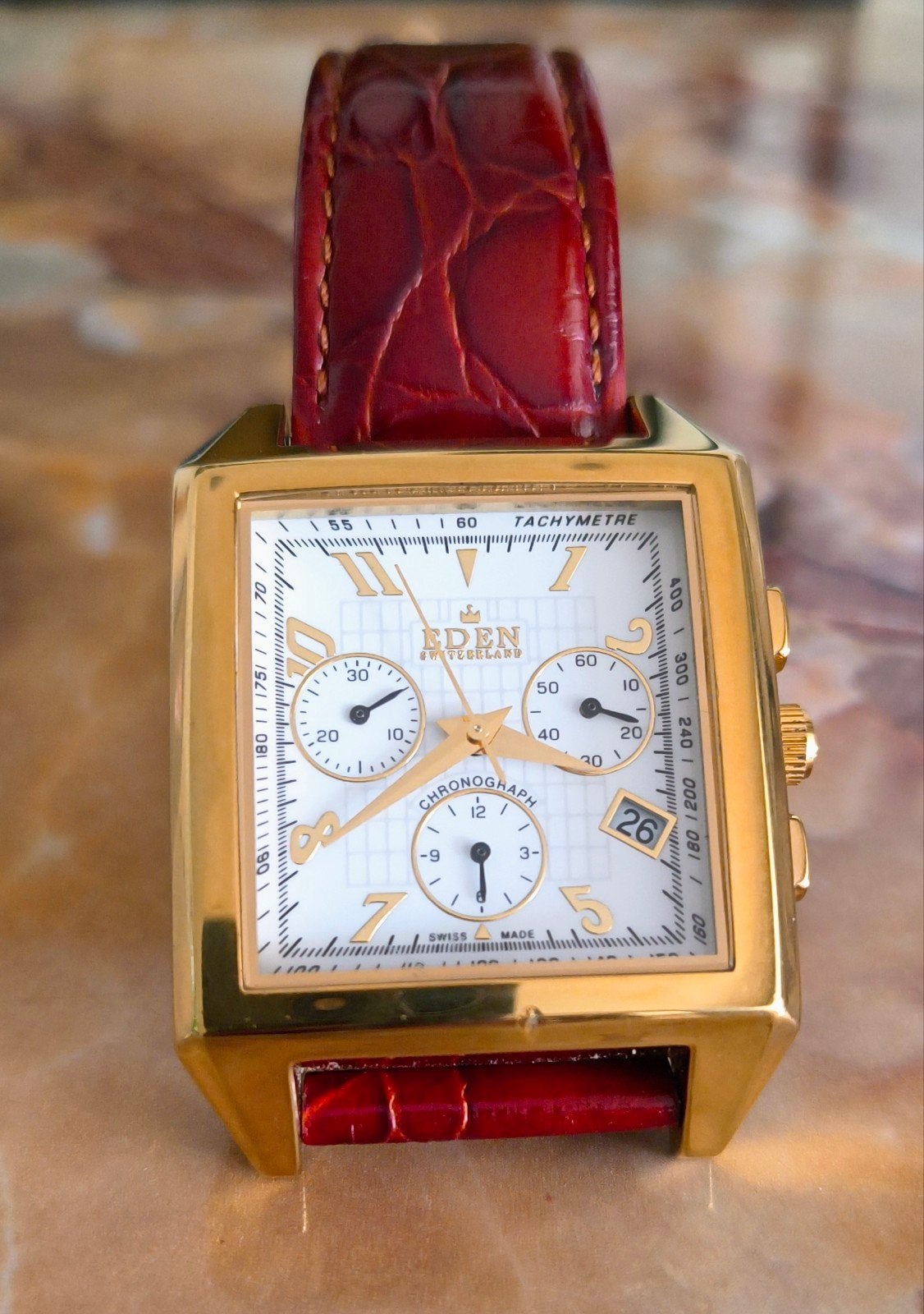 Eden Swiss Made Chronograaf Horloge, Sieraden, Tassen en Uiterlijk, Horloges | Heren, Overige merken, Staal, Polshorloge, Ophalen of Verzenden