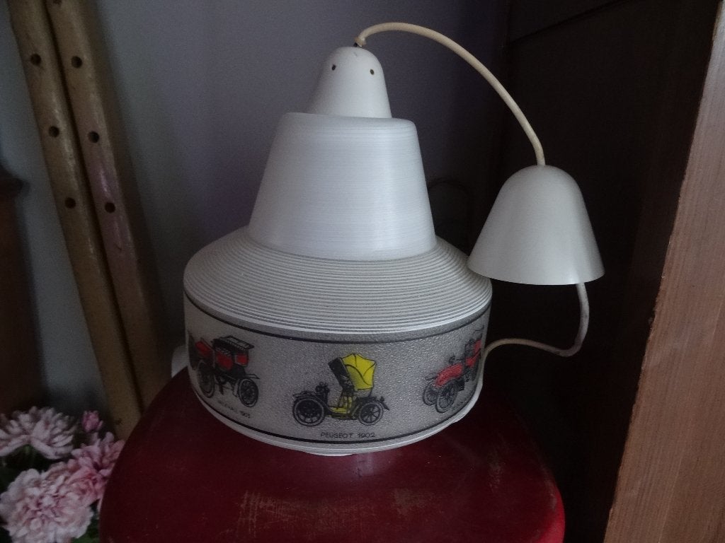 Oude glazen retro lamp met oude auto's, Ophalen, Huis en Inrichting
