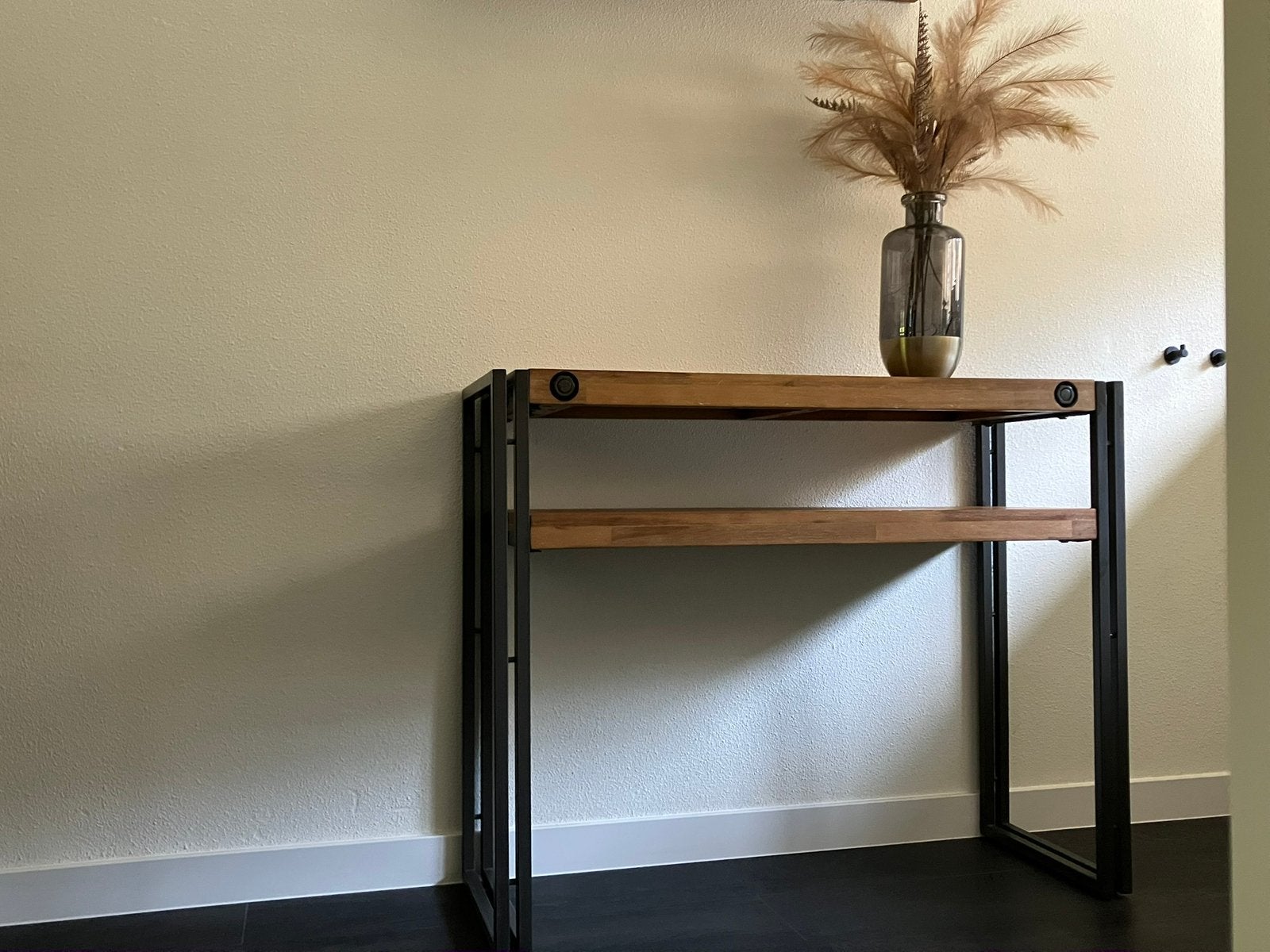 Sidetable Acacia hout 100x35x80cm, Ophalen, Zo goed als nieuw, 25 tot 50 cm, Rechthoekig