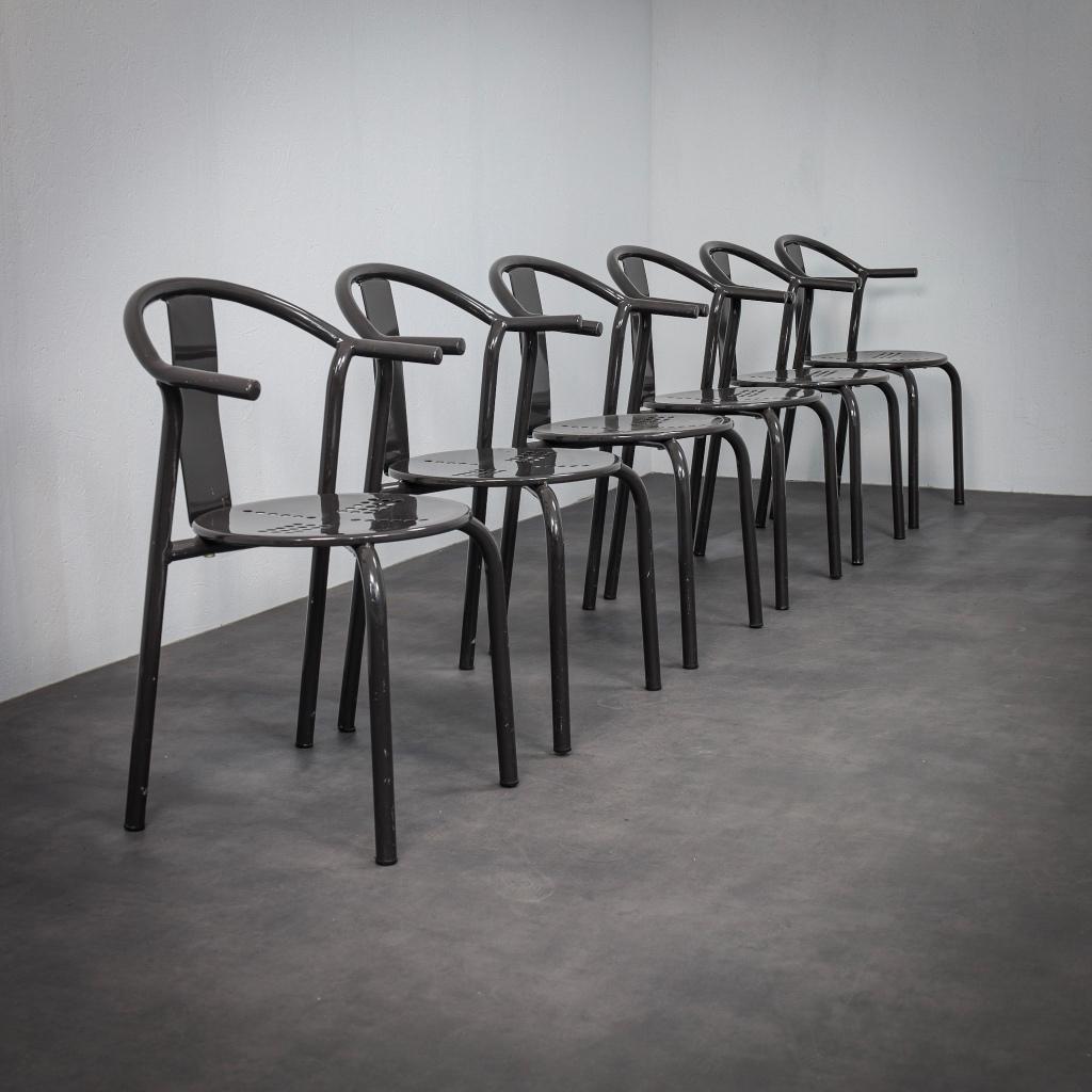 Vintage Eetkamerstoelen Maxmo, 1980s, Ophalen, Zwart, Zo goed als nieuw, Metaal