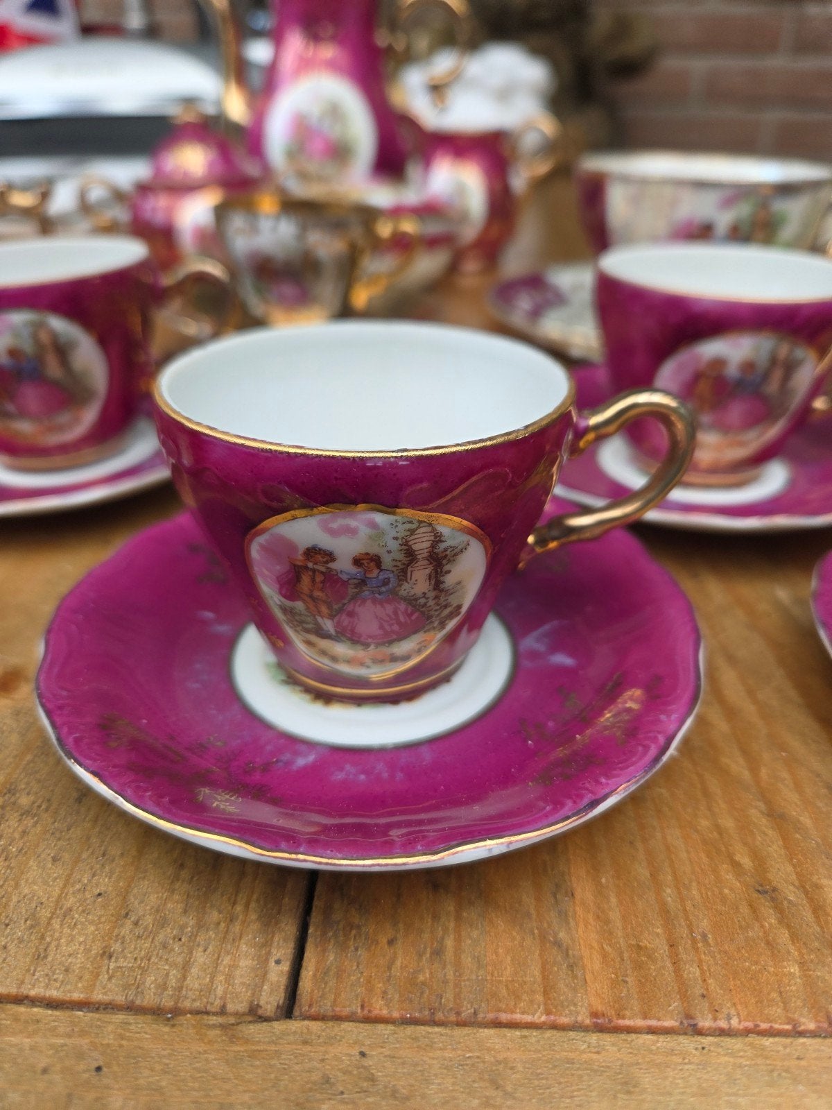 Antiek theeservies/koffieservies - 6 kopjes en meer, Ophalen of Verzenden