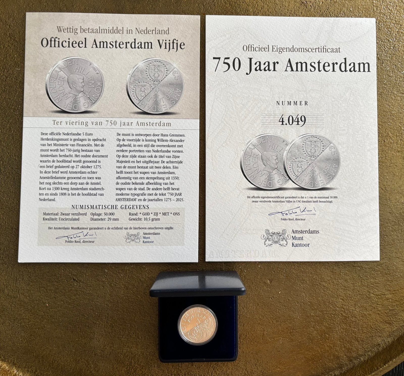 Unieke munt tere ere van 750 jarig bestaan Amsterdam, Postzegels en Munten, Munten | Nederland, Ophalen of Verzenden, Koningin Beatrix