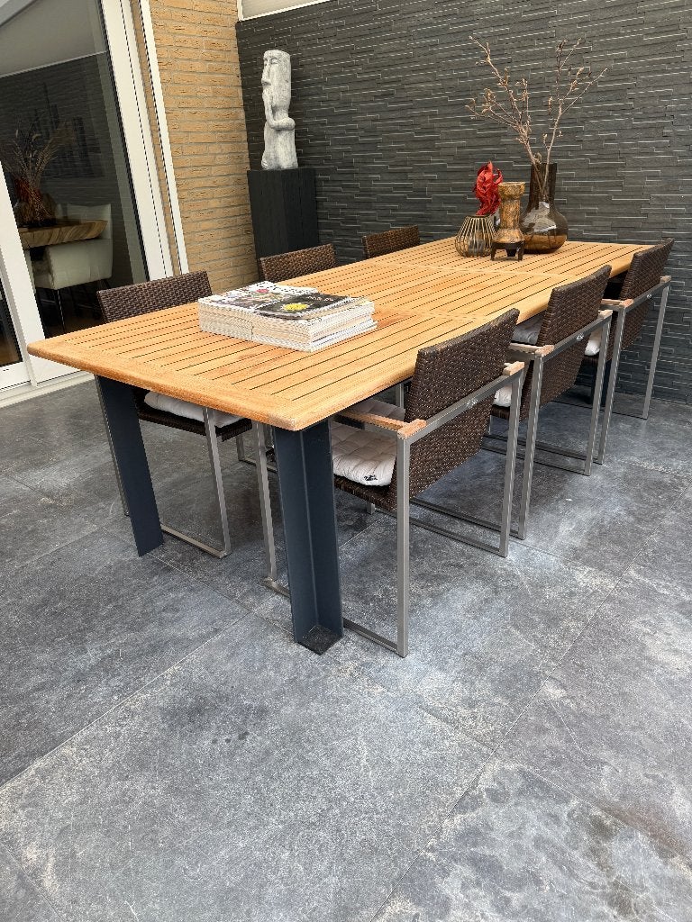Te koop: Teak tuin eettafel, Tuin en Terras, Ophalen, Gebruikt, Rechthoekig, Teakhout