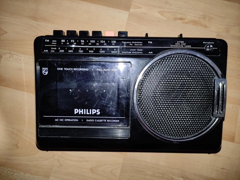 Philips Radio Cassette Recorder - Vintage Draagbare Radio, Gebruikt, Onbekend, Ophalen of Verzenden, Onbekend