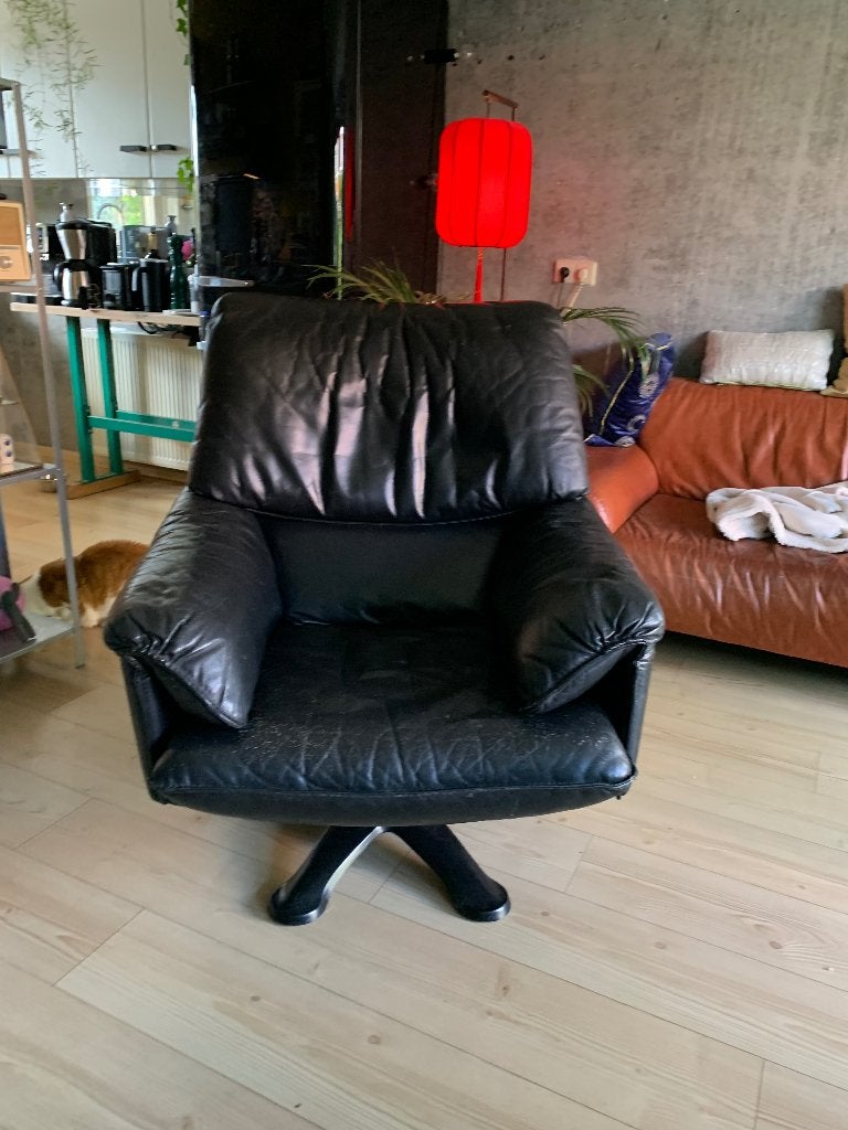 Gratis Leren fauteuil Leolux, Huis en Inrichting, Fauteuils, Ophalen, Gebruikt, Retro Design, 50 tot 75 cm