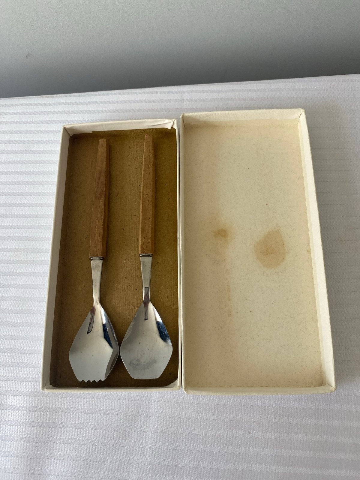 Vintage Michelin saladebestek met houten handvatten, Ophalen of Verzenden