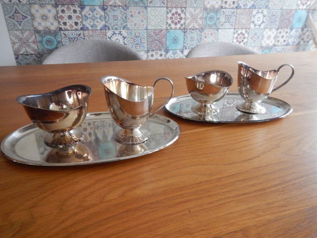 2 Roomstellen van DE Verzilverd, Ophalen of Verzenden, Zilver