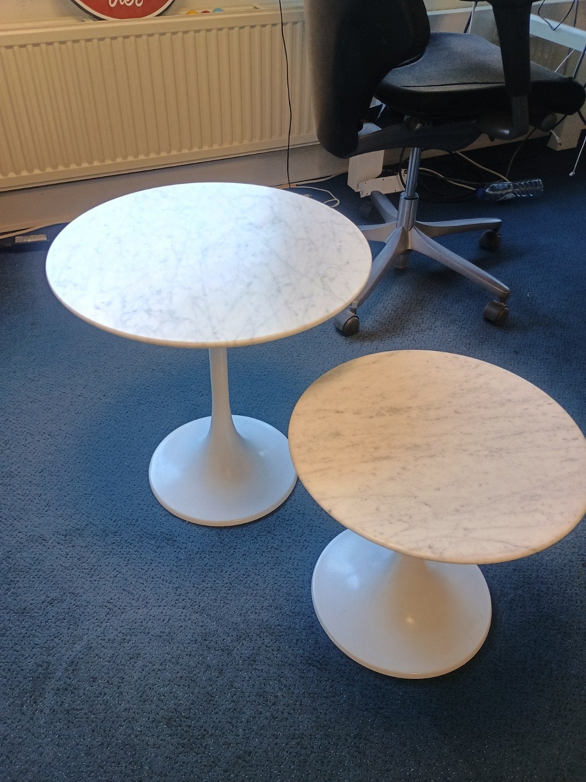 Witte Tulip Saarinen tafels met marmeren blad, Ophalen, Gebruikt, ., .
