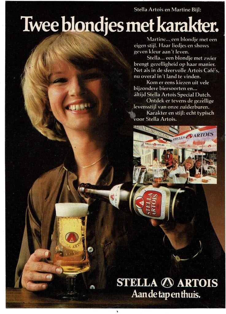 Twee blondjes met karakter.STELLA ARTOIS BIER 1978, Verzamelen, Merken en Reclamevoorwerpen, Verzenden, Zo goed als nieuw, Overige typen