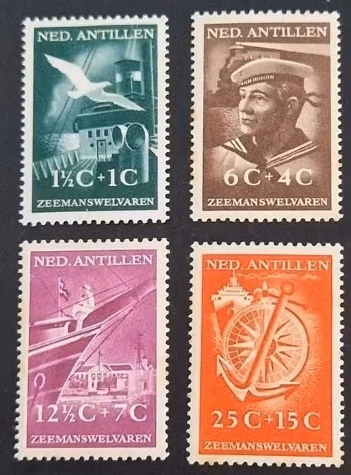 Nederlandse Antillen 1952 nvph 239-243 - Zeemanswelvaren, Ophalen of Verzenden
