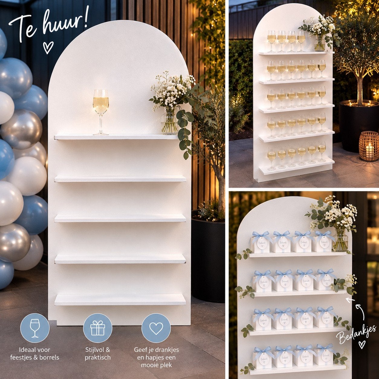 Wit decoratie- & presentatierek te huur, Ophalen, Versiering, Geboorte of Huwelijk