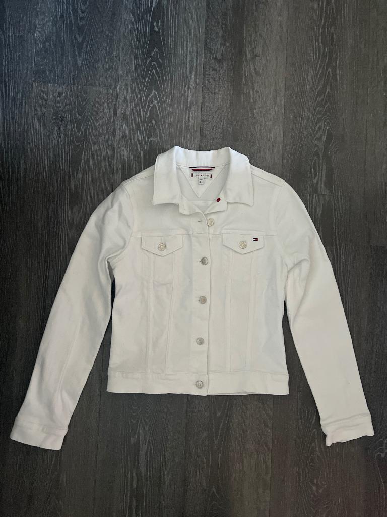 Tommy Hilfiger witte denim jas maat 34, Wit, Ophalen of Verzenden, Zo goed als nieuw, Maat 34 (XS) of kleiner