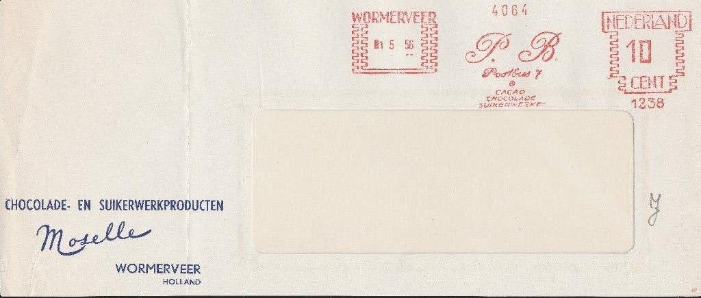 WORMERVEER 1956 MOSELLE chocolade- suikerwerkproducten, Ophalen of Verzenden, Voor 1920, Gelopen, Noord-Holland