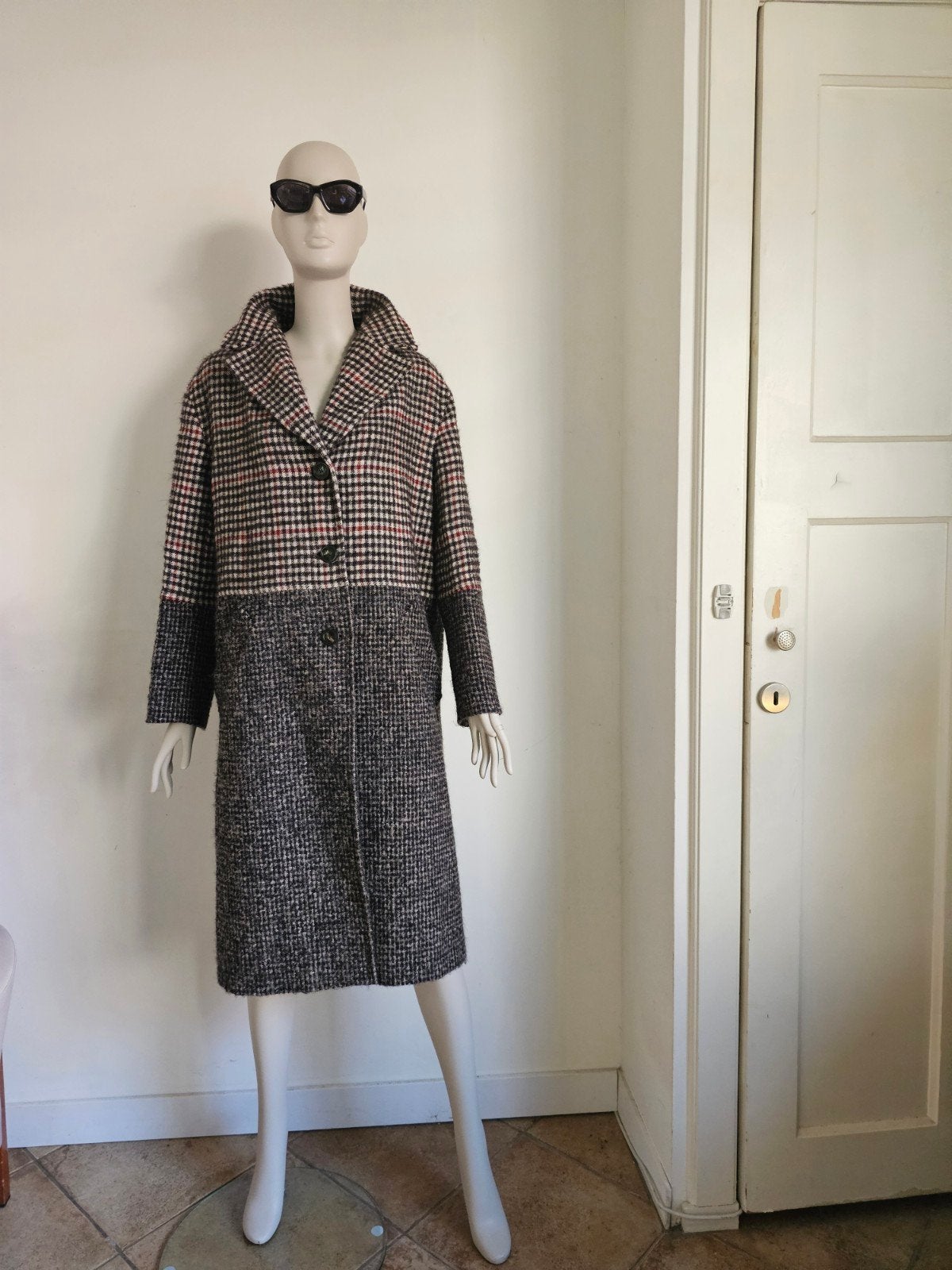 Weekend MaxMara wollen jas met geruit patroon, Maat 42/44 (L), Weekend MaxMara, Zo goed als nieuw, Meerkleurig