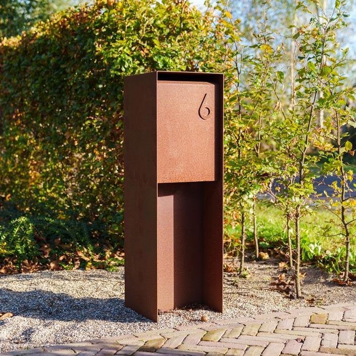 cortenstaal paketbrievenbus, brievenbus, huisnummer, Tuin en Terras, Ophalen of Verzenden, Nieuw, Staal, Staande brievenbus
