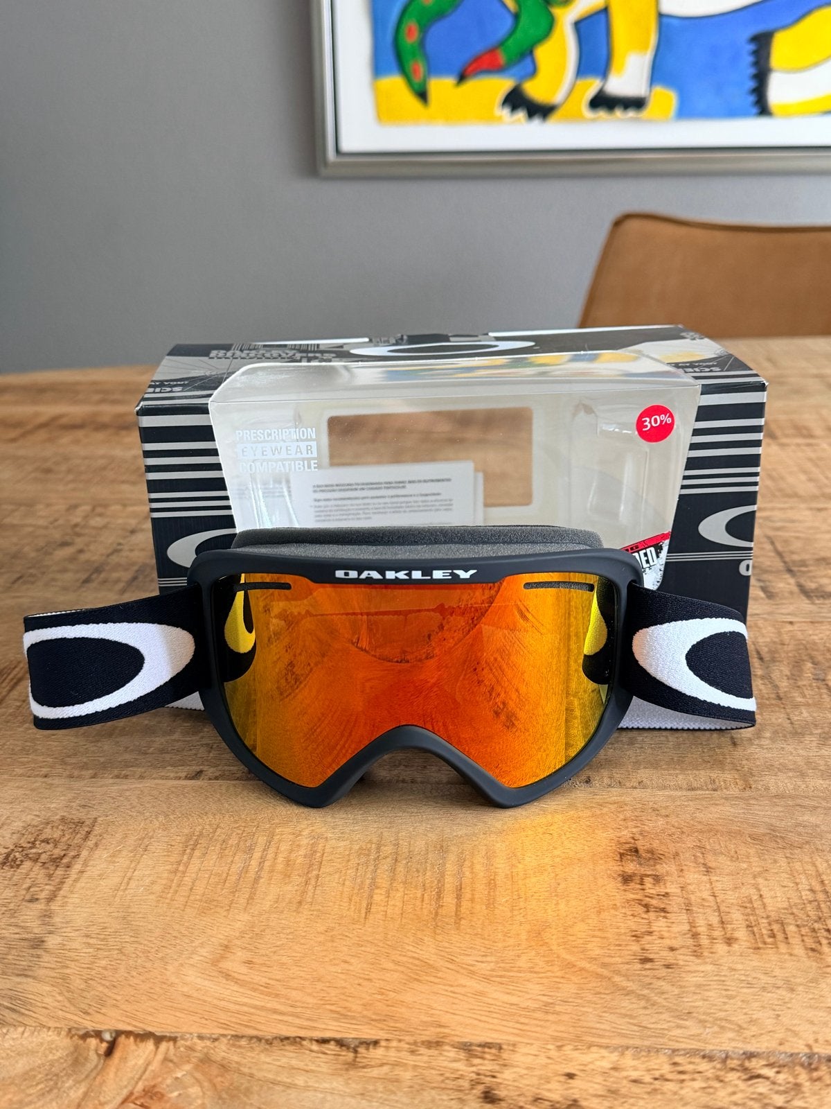 Oakley OF2.0 XM Matte Black Fire & Pers Skibril, Kleding | Heren, Ophalen of Verzenden, Zo goed als nieuw, Overige typen