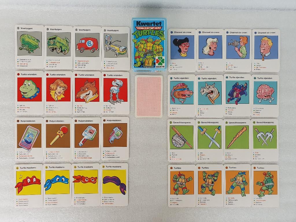 Kwartetspel Teenage Mutant Hero Turtles (Selecta, 1990), Verzamelen, Ophalen of Verzenden, Gebruikt, Kwartet(ten)
