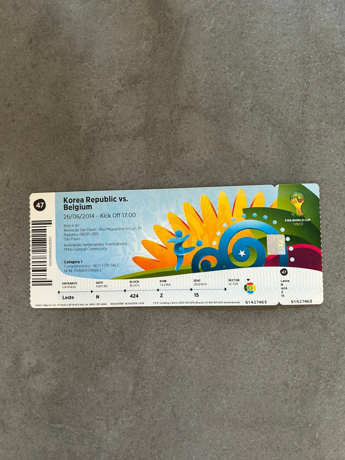 Zuid-Korea - België ticket, Verzamelen, Ophalen of Verzenden, Buitenlandse clubs, Overige typen