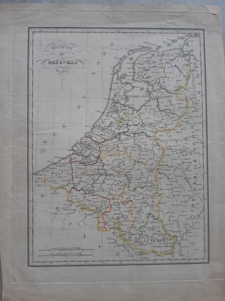04 / Nederland België Luxemburg kopergravure uit 1829, Antiek en Kunst, Kunst | Etsen en Gravures, Ophalen of Verzenden