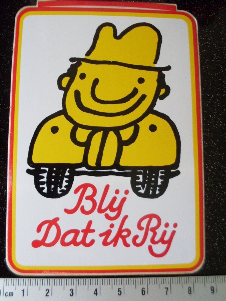 sticker blij dat ik rij glimlach smiley anti file geen niet, Verzamelen, Verzenden, Zo goed als nieuw, Auto of Motor