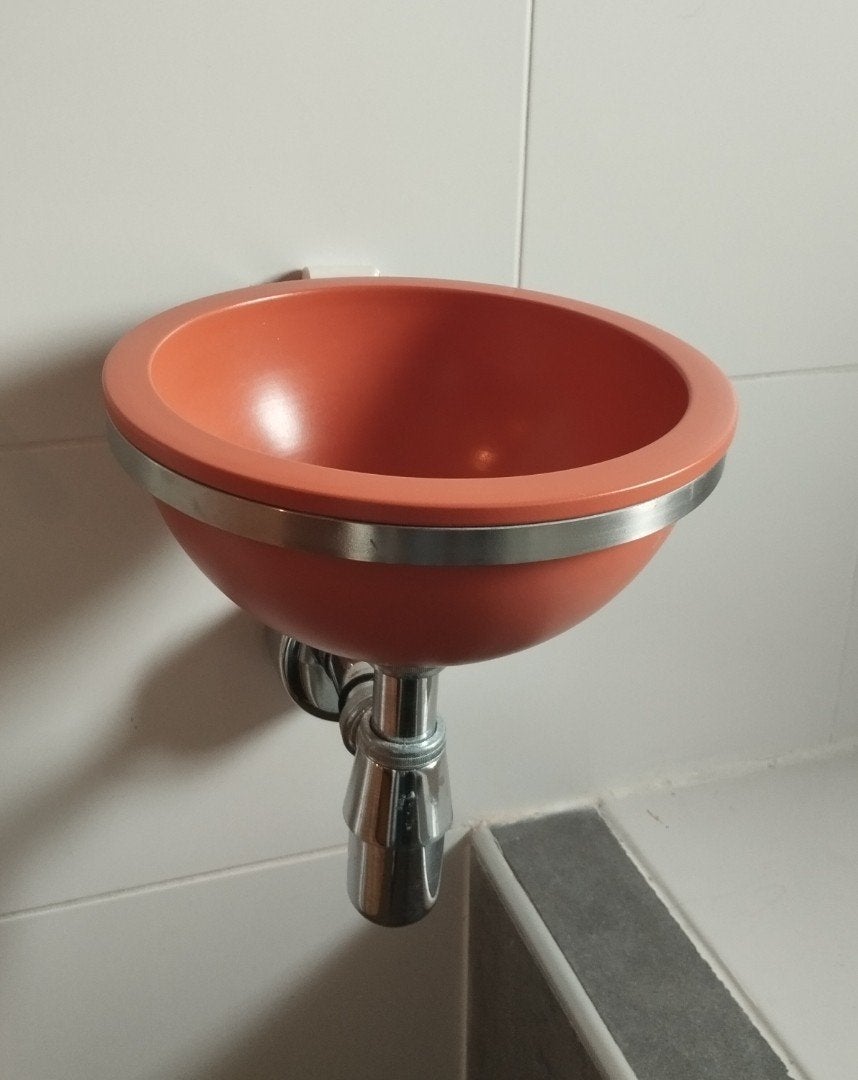 Terracotta handwaskom met Inox ring en sifon (27cm), Ophalen, Wastafel