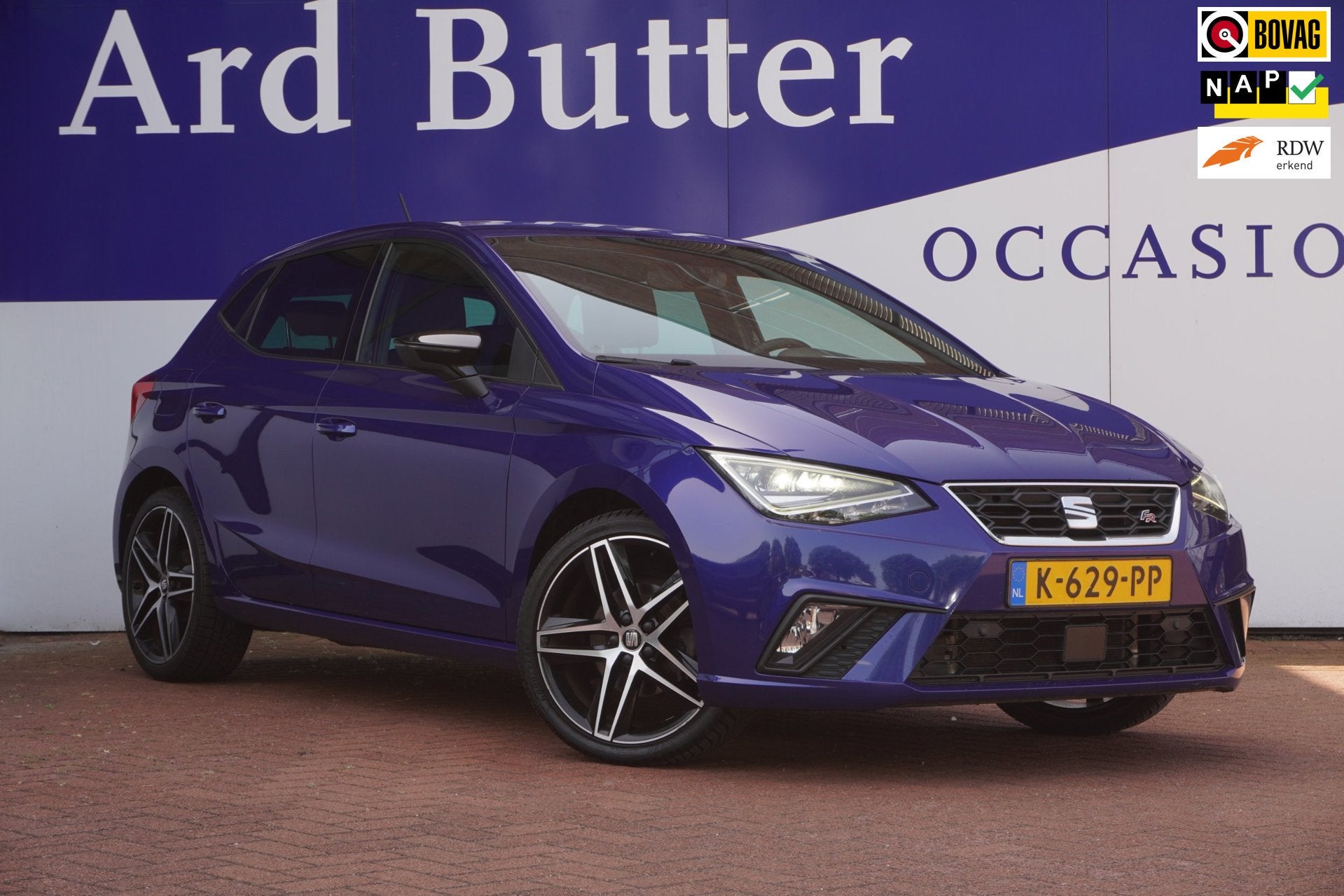 Seat Ibiza 1.0 TSI 116PK FR Business Intense Plus+Leder+Vitr, Auto's, Dealer onderhouden, Gebruikt, Blauw, 116 pk