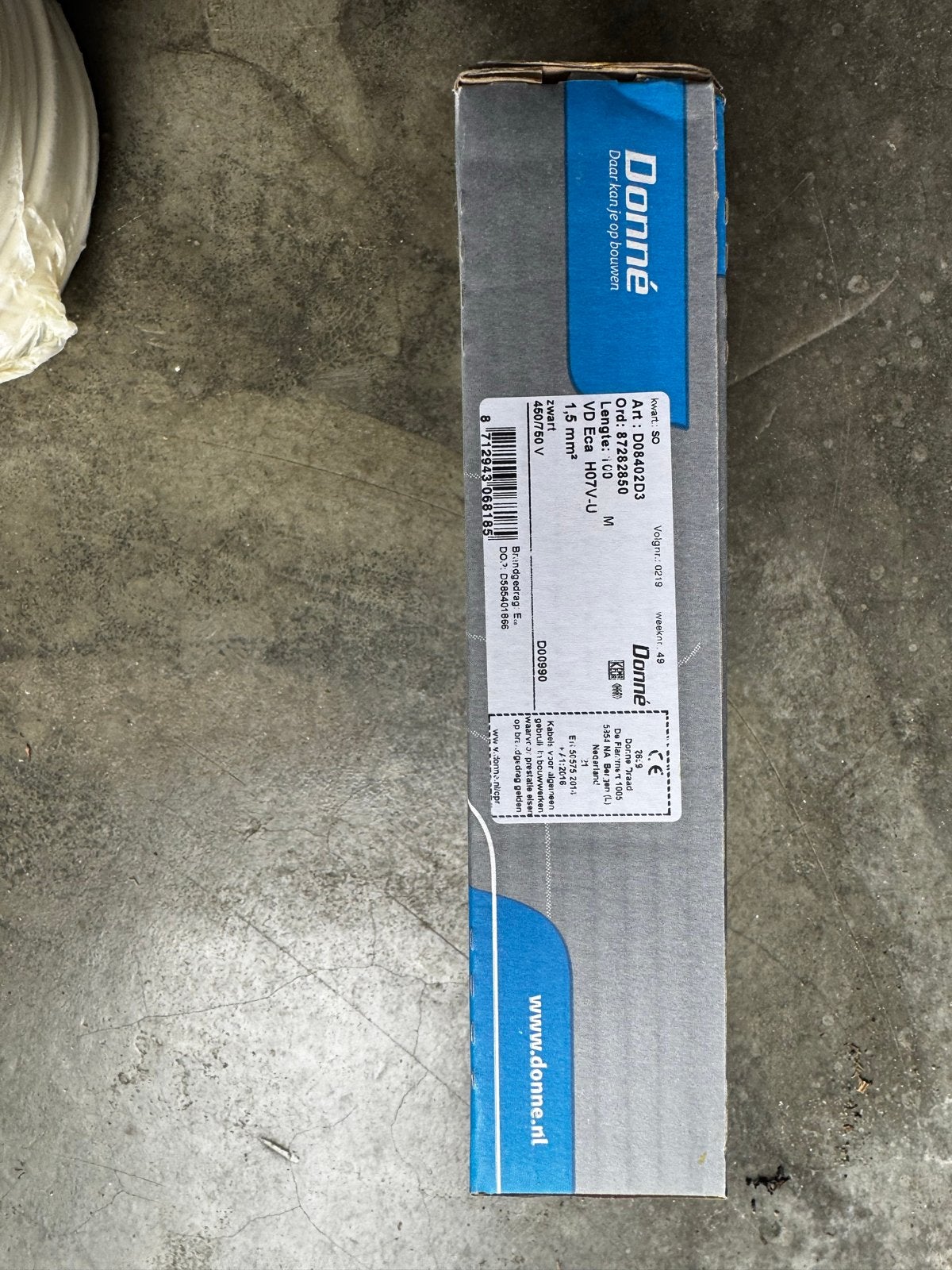 Donné VD Draad H07V-U 1.5 mm² Zwart 100m, Ophalen, Nieuw, Overige merken, Kabel of Snoer