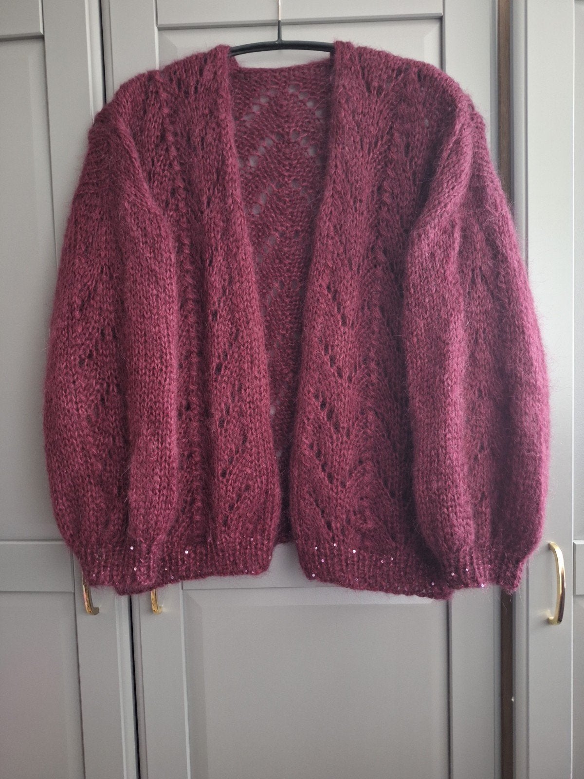Nieuw handgemaakt mohair ajour vest, een maat, Kleding | Dames, Ophalen of Verzenden, Nieuw, Maat 46/48 (XL) of groter, Rood