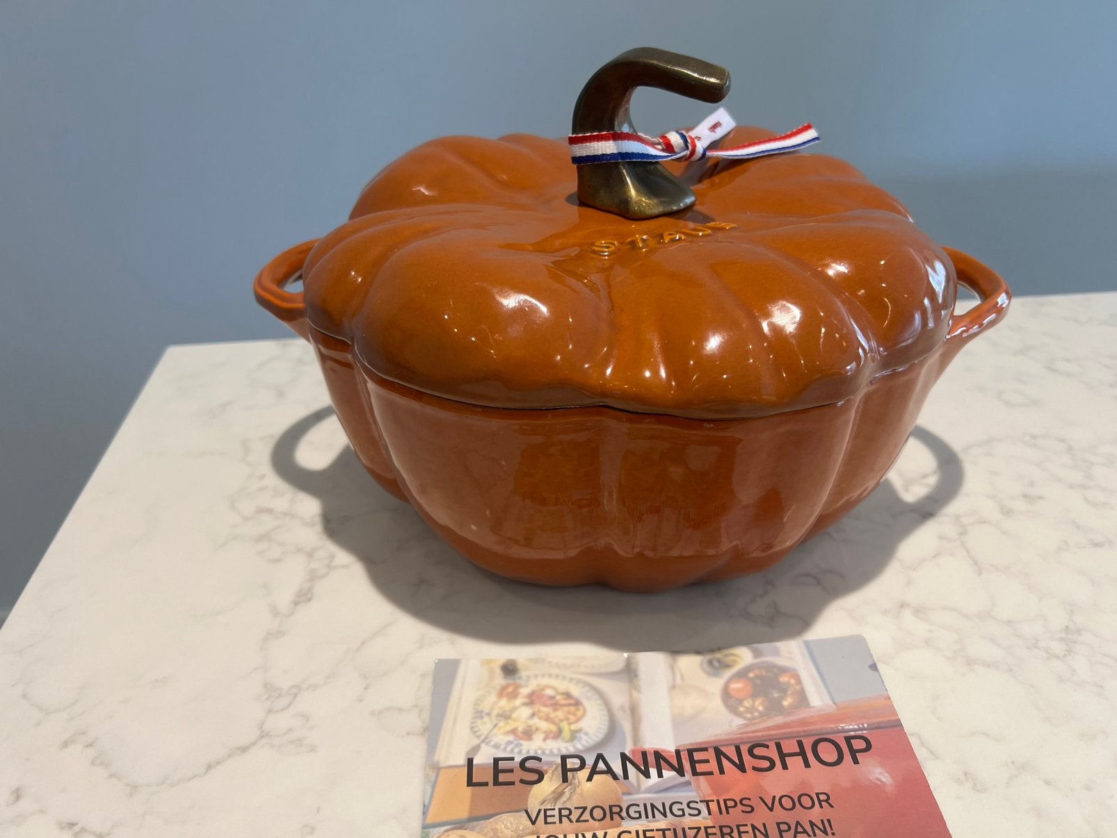 Nieuwe Staub pompoen 24 cm Kaneel., Met handvatten, Nieuw, Ophalen of Verzenden, Staub