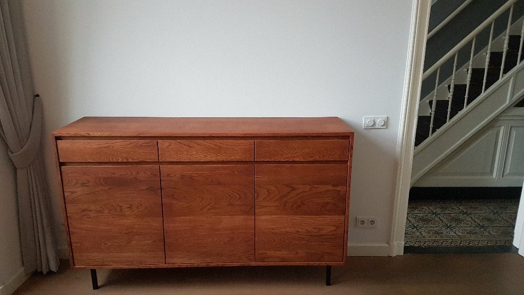 Dressoir modern massief eiken kast eigen ontwerp sloophout., Huis en Inrichting, Kasten | Dressoirs, 150 tot 200 cm, Nieuw, Met deur(en)