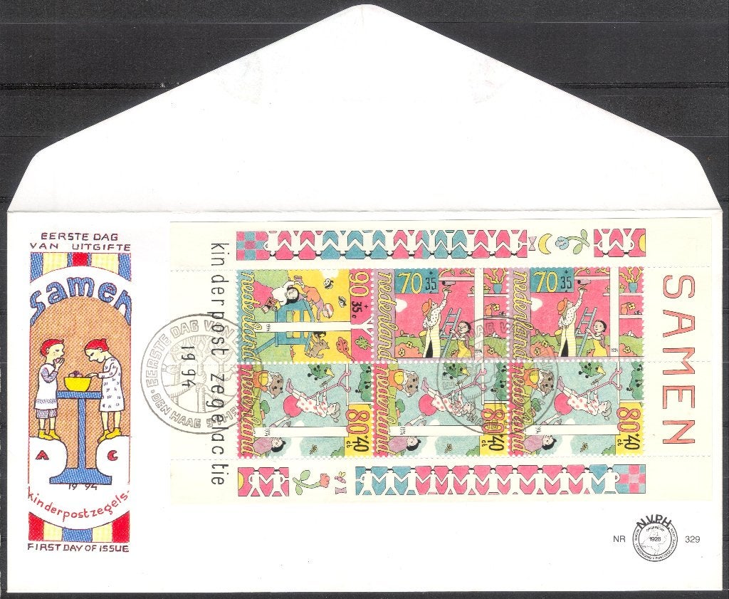 E329a - kind 1994 - samen spelen - blok, Verzenden, Onbeschreven, Nederland