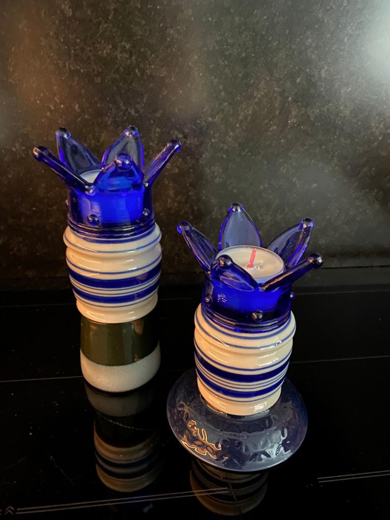 Theelichthouders setprijs Delfts blauw 14/18 cm, Ophalen, Blauw, Overige materialen