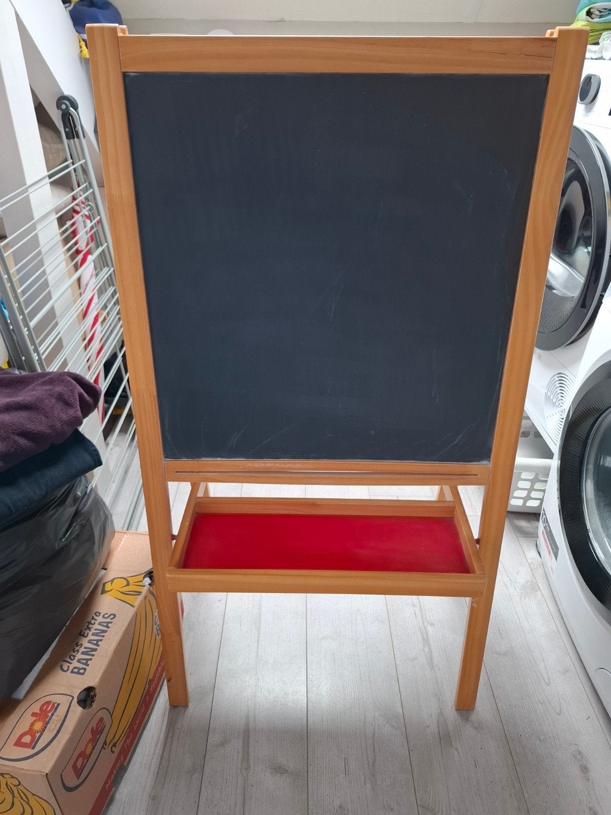 Houten kinderbord: krijtbord en whiteboard, Ophalen, Gebruikt, Knutselen