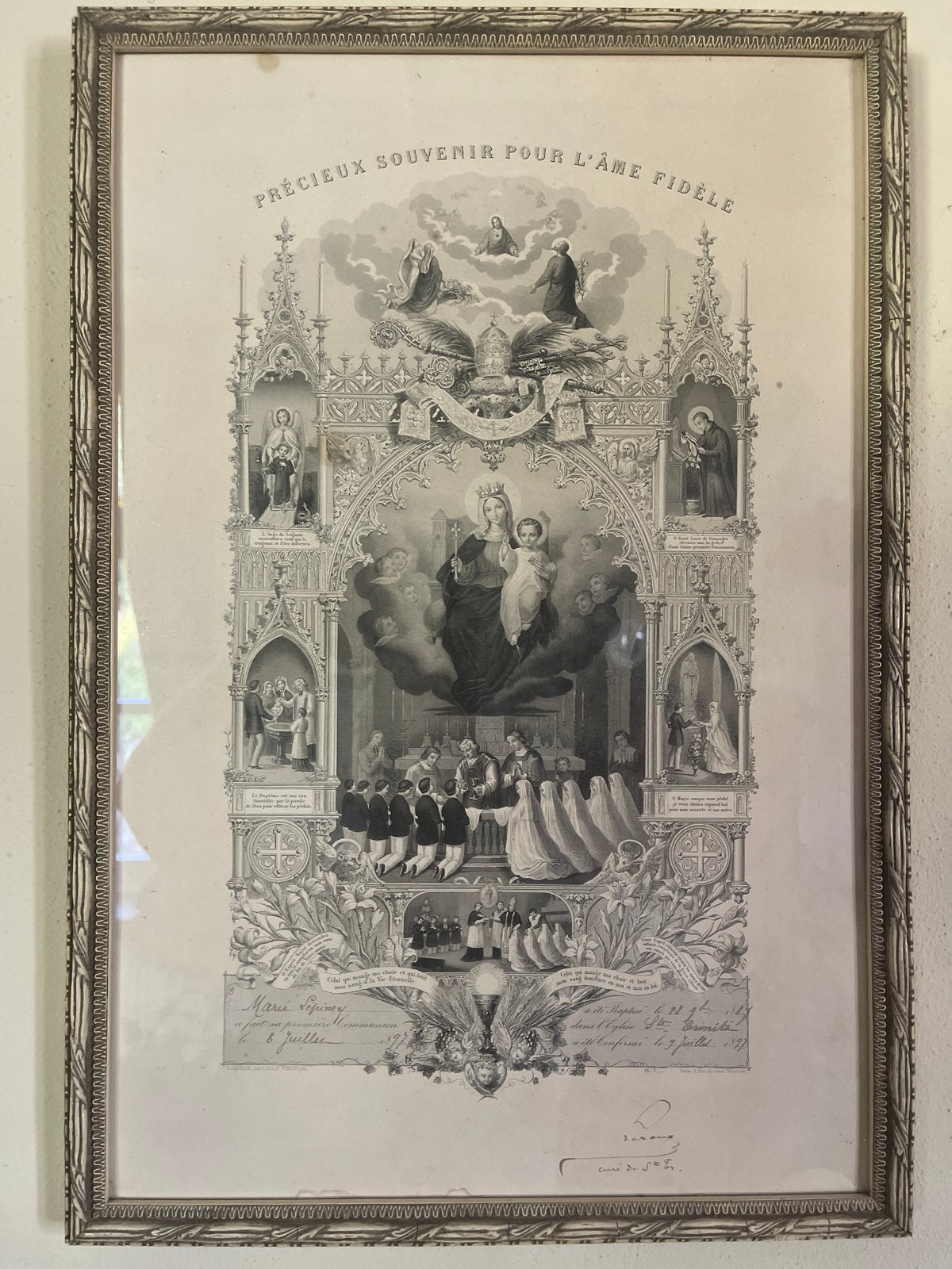Antieke Religieuze Litho: Eerste Communie Souvenir, Antiek en Kunst, Ophalen of Verzenden
