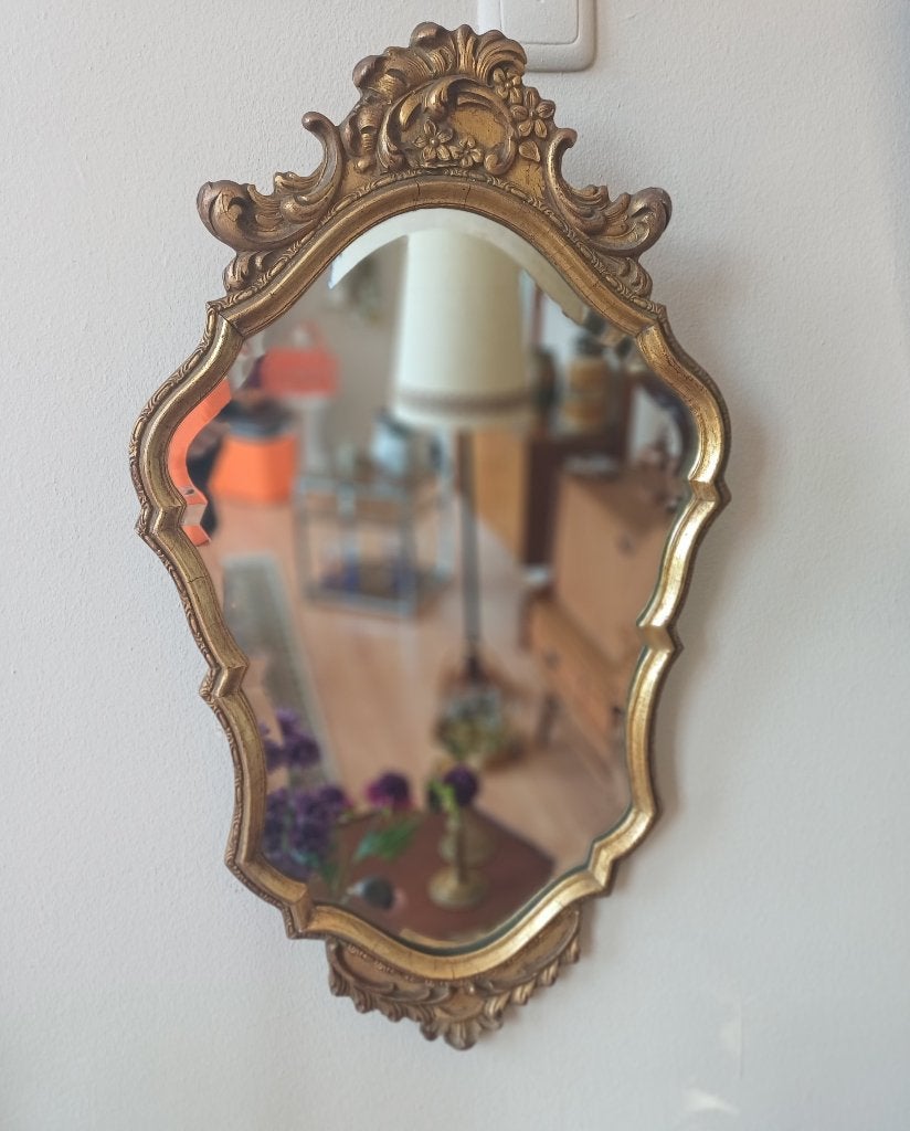 Vintage kuifspiegel de Knudt - 1950, Huis en Inrichting, Woonaccessoires | Spiegels, Ophalen, Minder dan 50 cm, Zo goed als nieuw
