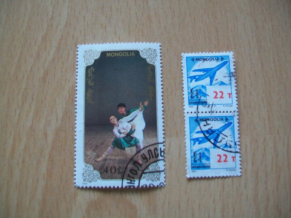 3 Mongoolse postzegels - Mongolia - Mongolië, Ophalen of Verzenden, Gestempeld, Oost-Azië