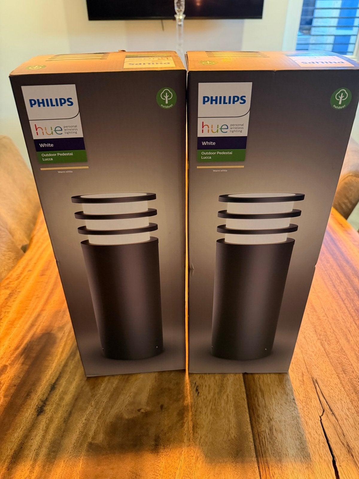 2x Philips Hue Lucca Sokkellamp Outdoor Pedestal Warm Wit, Zwart, Nieuw, Overige fittingen, Philips Hue