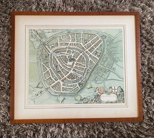 Plattegrond oud Amersfoort Amisfurtum "oude stad", Realistisch, Overige technieken, Ophalen, Achter glas