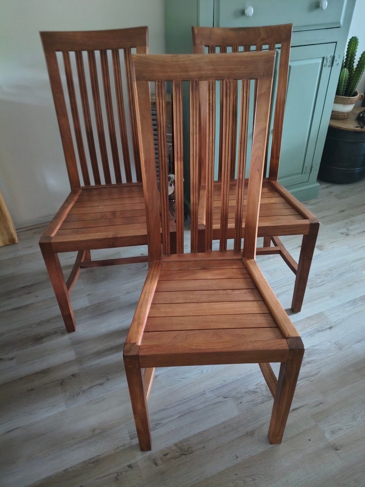 Set van 6 Teakhouten Eetkamerstoelen, Ophalen, Zo goed als nieuw, Klassiek, Tijdloos, Hout