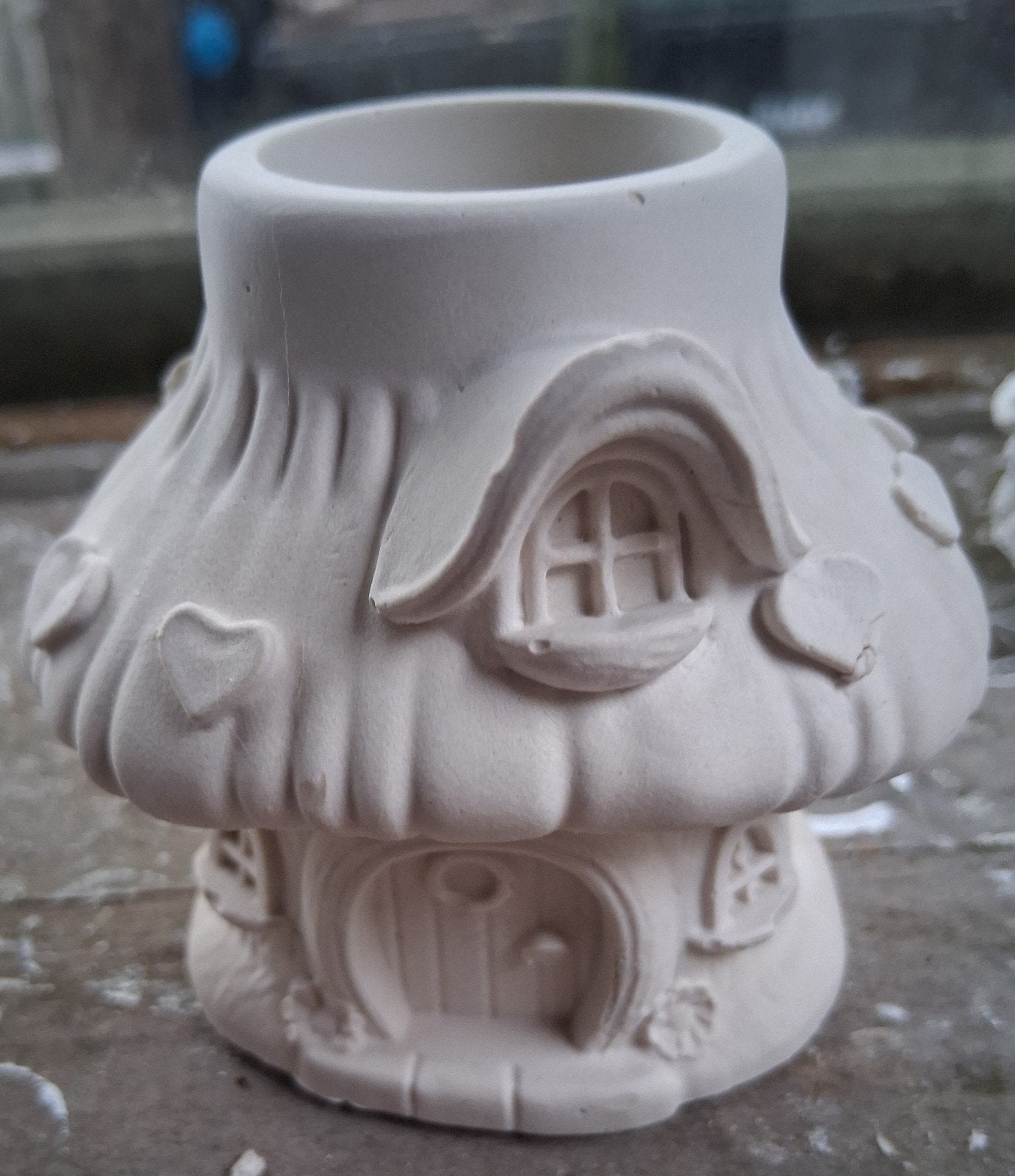 gipsfiguur paddestoel, Ophalen