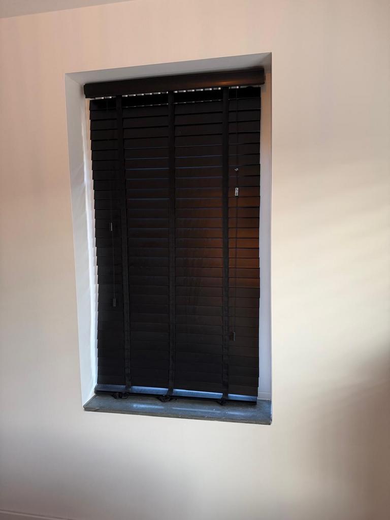 Zwarte houtlook jaloezieën, 80 x 175cm, Zwart, Zo goed als nieuw, 150 tot 200 cm, 50 tot 100 cm