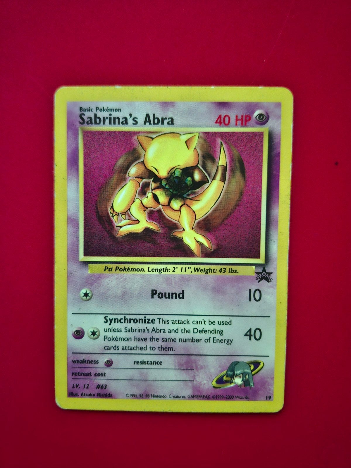 Sabrina's Abra #19 Pokemon Promo Kaart, Ophalen of Verzenden, Gebruikt