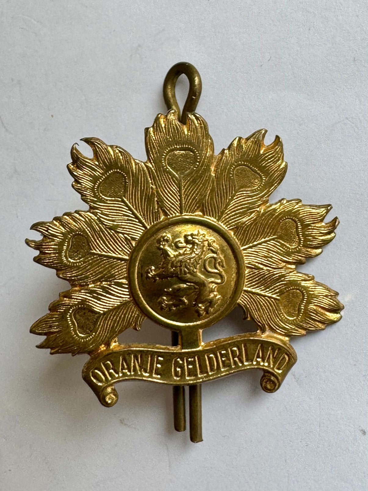 Schouder embleem Regiment Infanterie Oranje Gelderland, Verzamelen, Ophalen of Verzenden, Landmacht, Nederland, Embleem of Badge