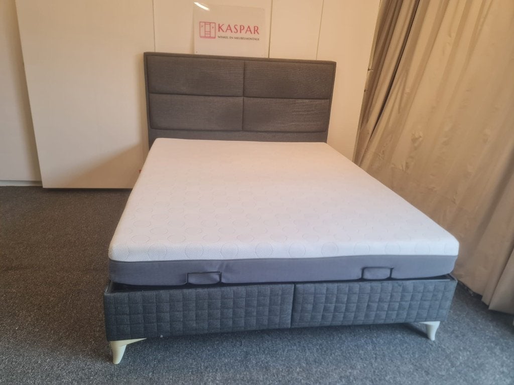 Bed boxspring met opbergruimte + matras 160x200. Leveren mgl, Boxspring met opberg, Www.KasparWinkel.nl, Tweepersoons, Ophalen of Verzenden