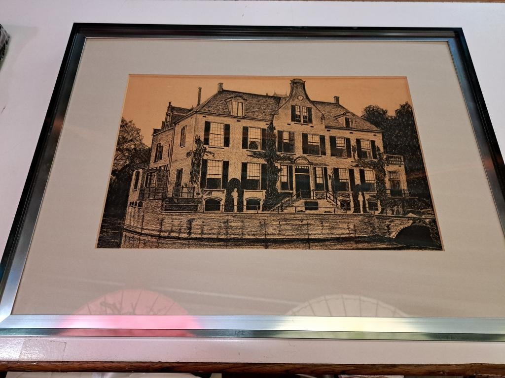 Een tekening van kasteel Hoenlo gemaakt tussen 1914 -1918, Ophalen of Verzenden