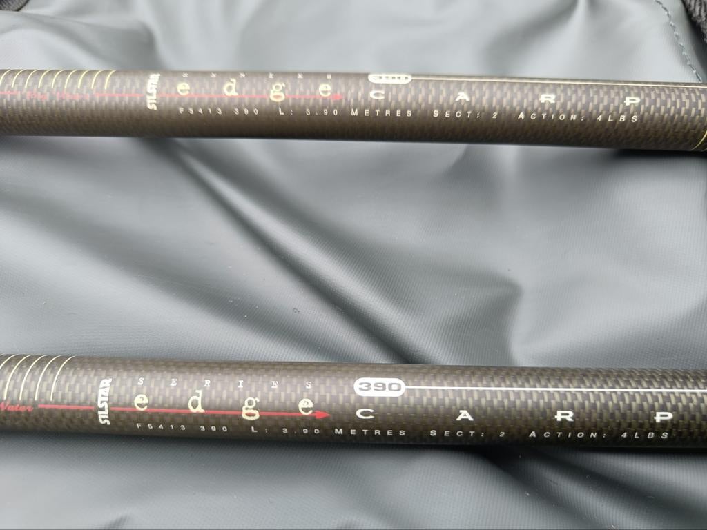 Twee Silstar Edge Carp hengels 3.90m 4lbs (2 delig) - Kevlar, Ophalen of Verzenden, Gebruikt, Werphengel