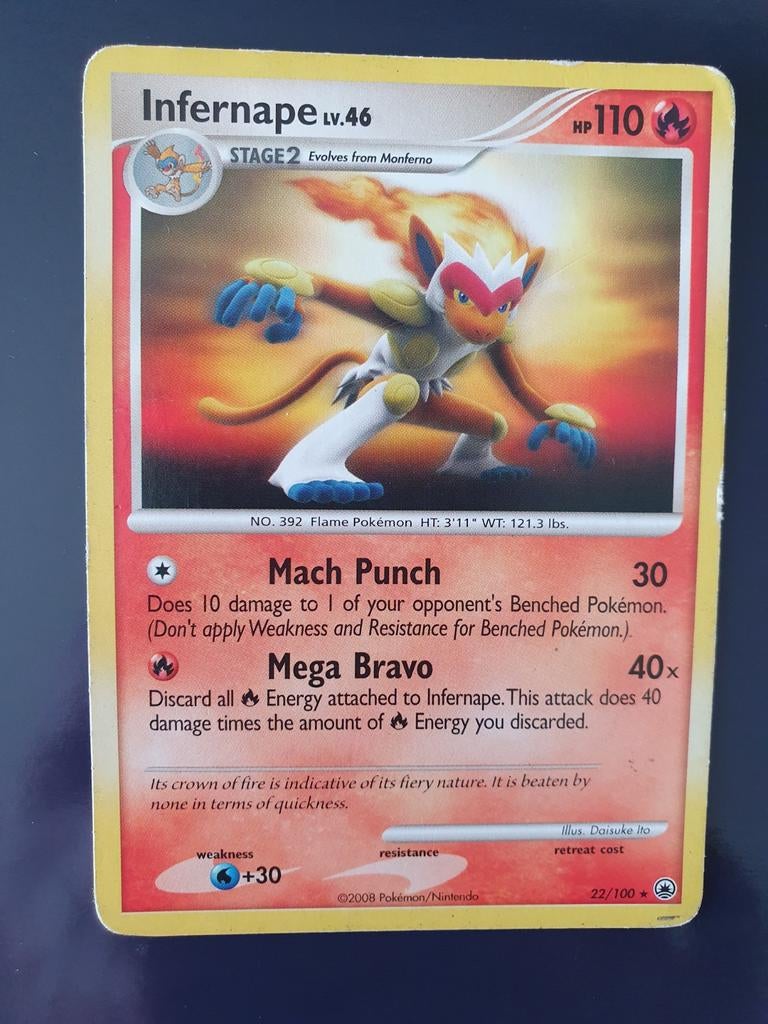 Infernape 22/100 pokemon kaart, Ophalen of Verzenden, Zo goed als nieuw