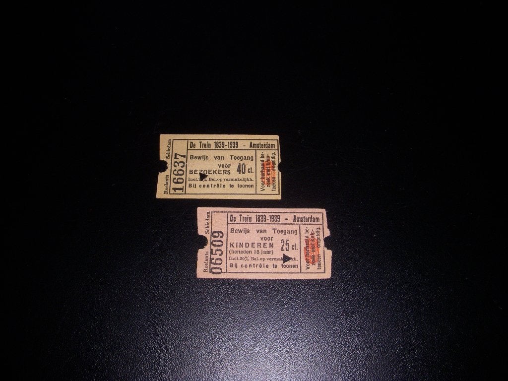 2 Kaartjes Tentoonstelling Nederlandse Spoorwegen 1839-1939, Ophalen of Verzenden, Gebruikt, Trein, Overige typen