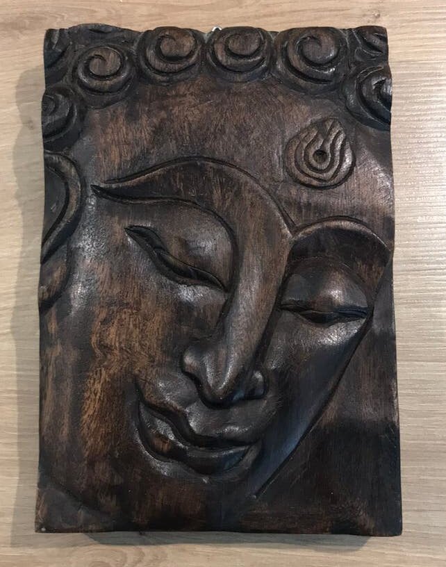 Boeddha houten wandpaneel, Onbekend, Ophalen of Verzenden, Zo goed als nieuw, Onbekend